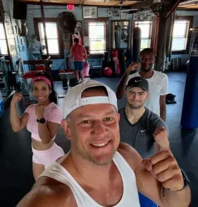 Anchor Boxing members taking a group selfie in the gym